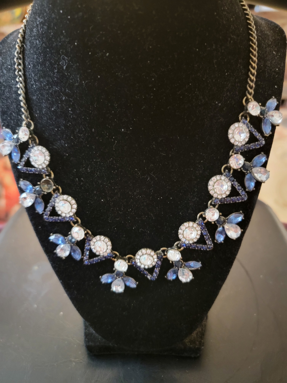 torrid Blue and Iridescent Floral Crystal Necklace